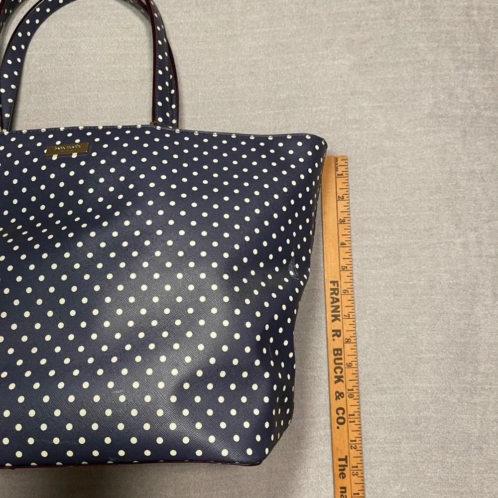 Kate Spade New York Navy Cream Polka Dot Grant Street Jules Large Tote Bag‎